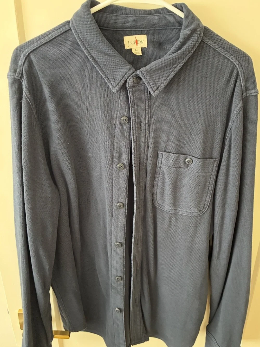 J.Crew Cotton Waffle Shirt Dark Indigo Navy Size Medium